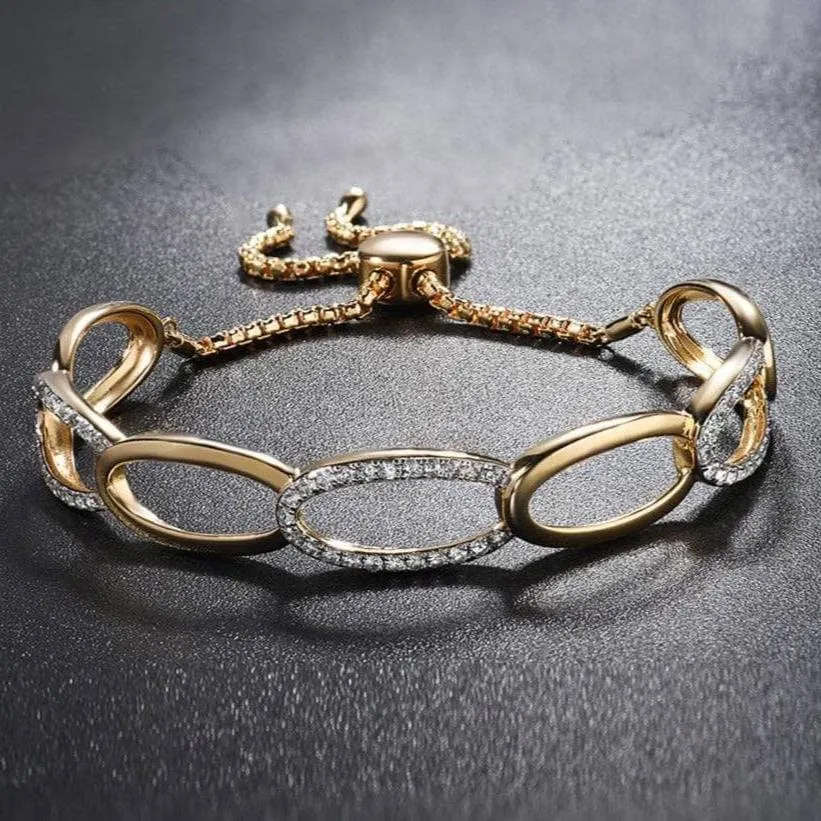 Yellow Gold Adjustable Bolo Bracelet with Diamond