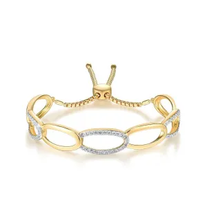 Yellow Gold Adjustable Bolo Bracelet with Diamond
