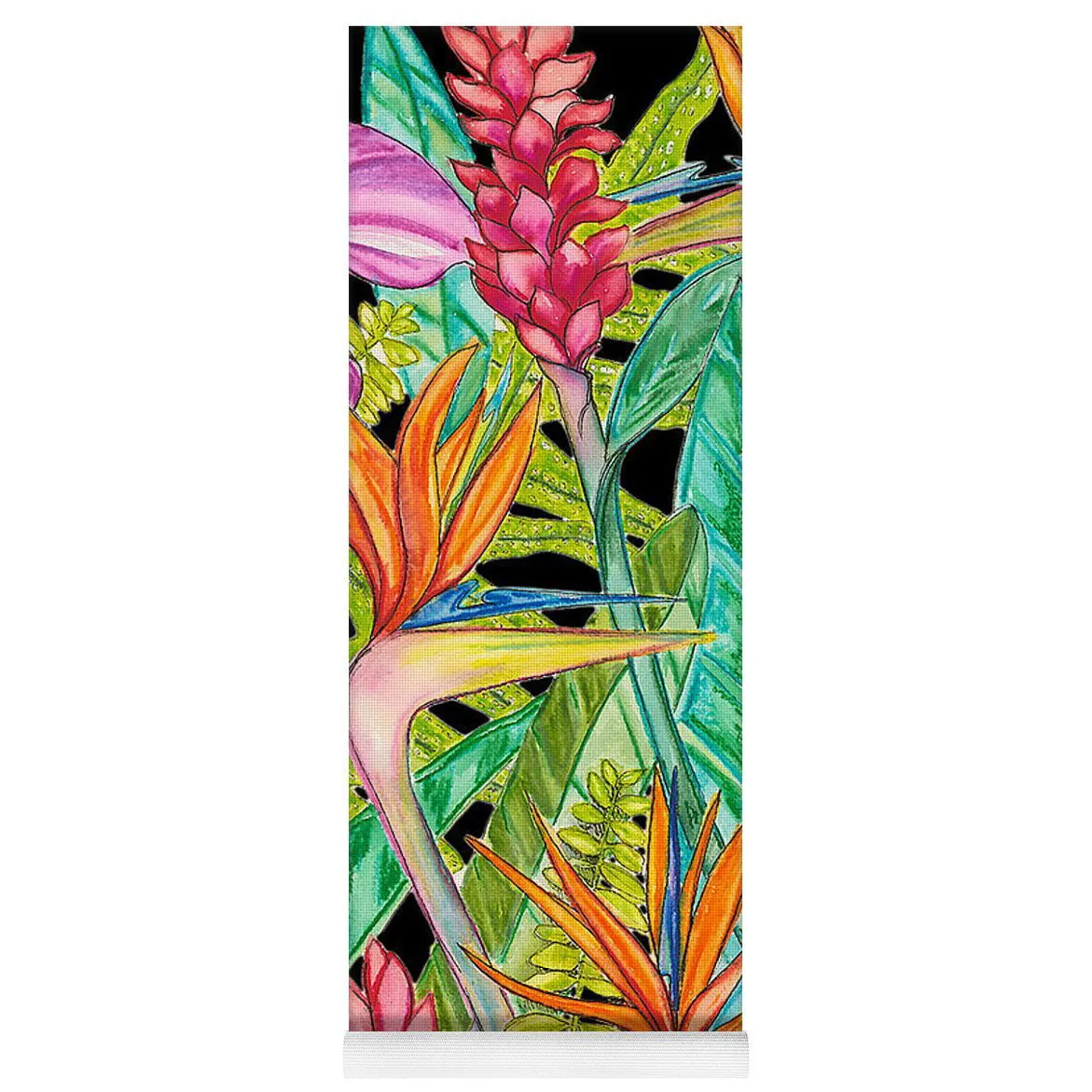Yoga Mat: Tropical Flowers, Ginger, Bird of Paradise: Bird Party