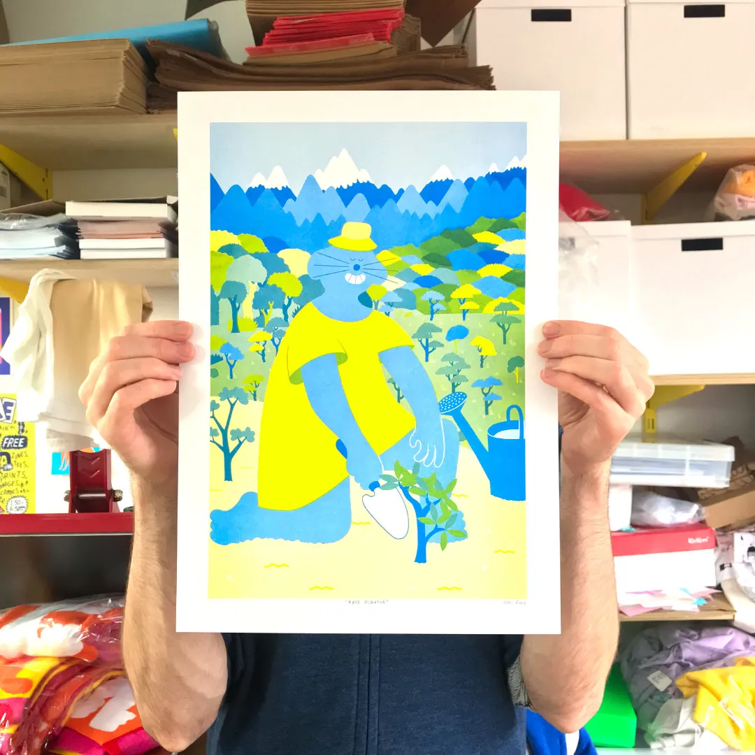 YUK FUN Tree Planter Riso Print