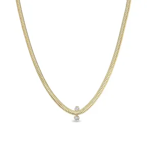 Zoë Chicco 14k Yellow Gold Oval Snake Chain Diamond Necklace